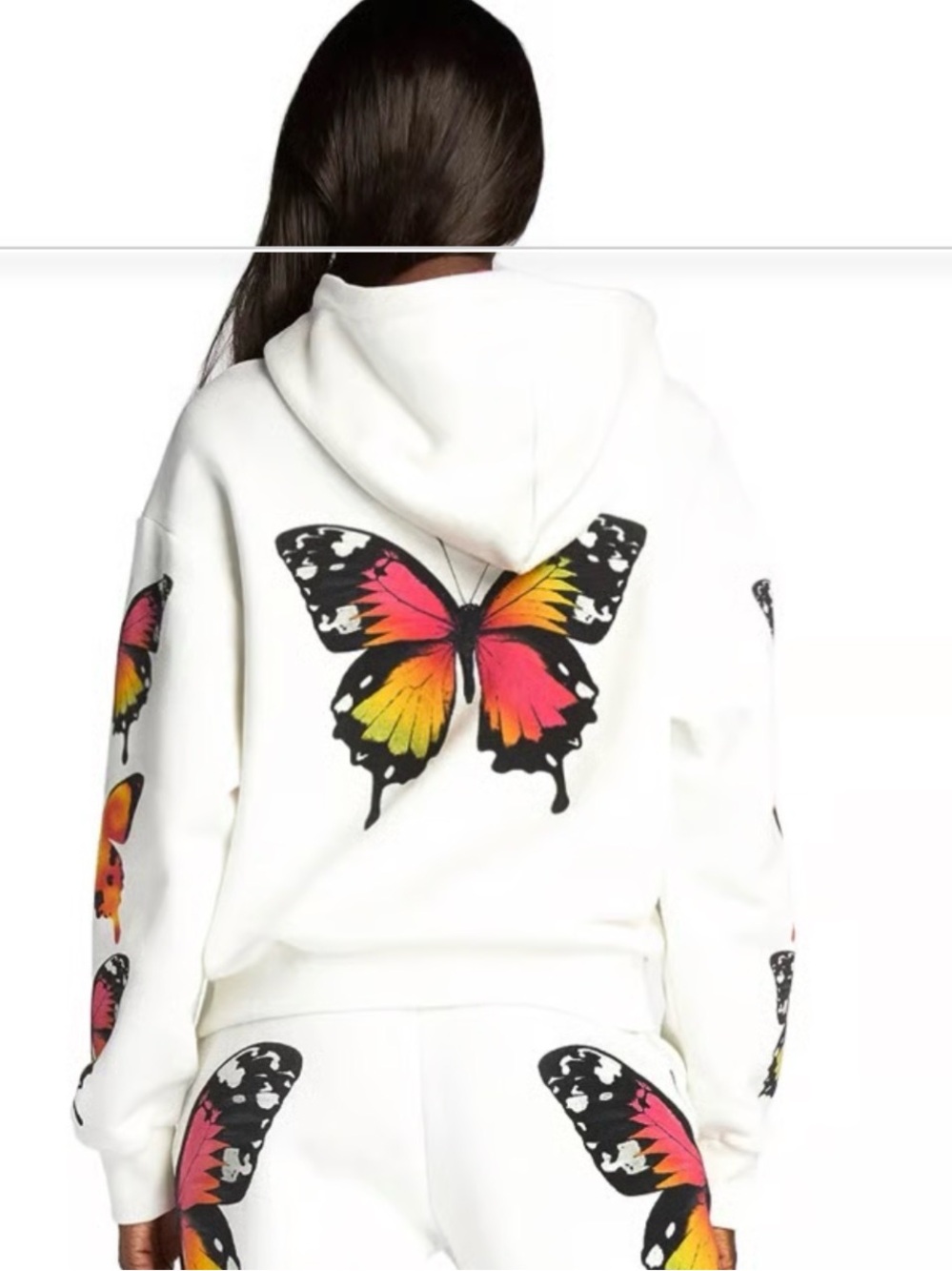 * I.AM.GIA - APORIA *White Butterfly-Print Zip Hoodie - Women's  Oversized
